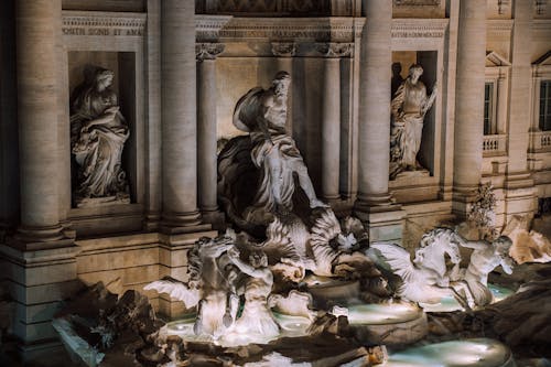 Concrete Statue at the Trevi Fountain