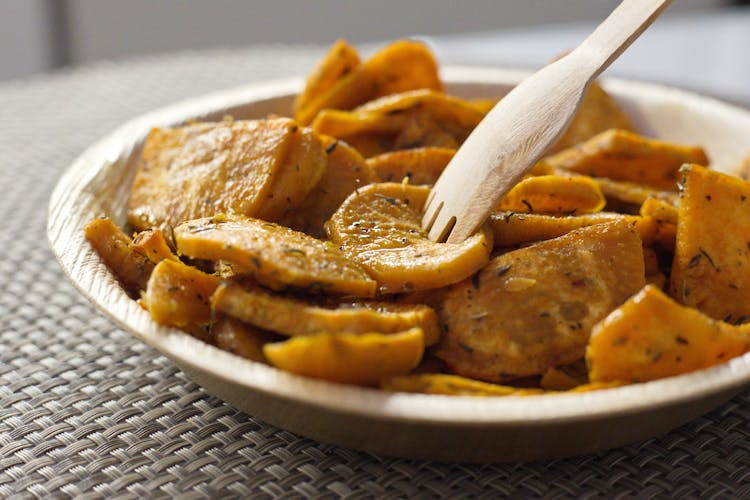 Bowl Of Delicious Baked Sweet Potatoes