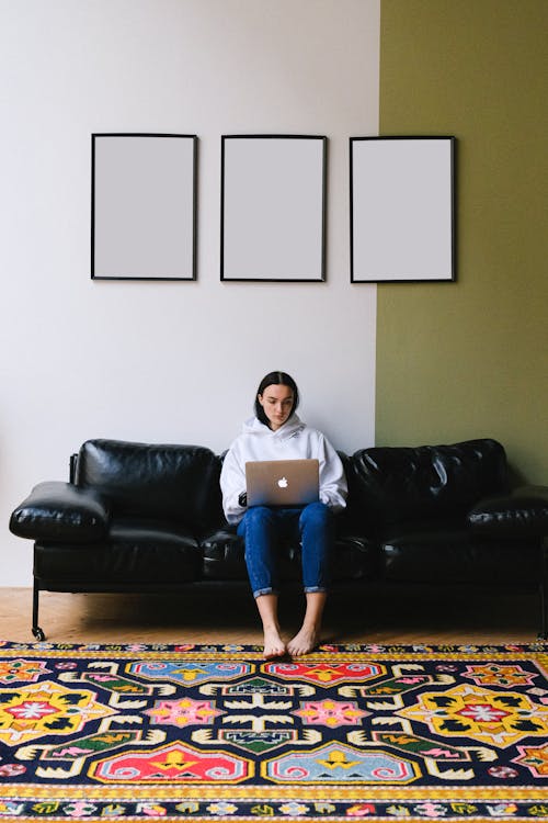 A Woman Sitting on the Couch