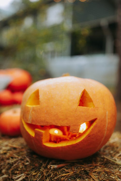 Close Up Shot of a Halloween Pumpkin