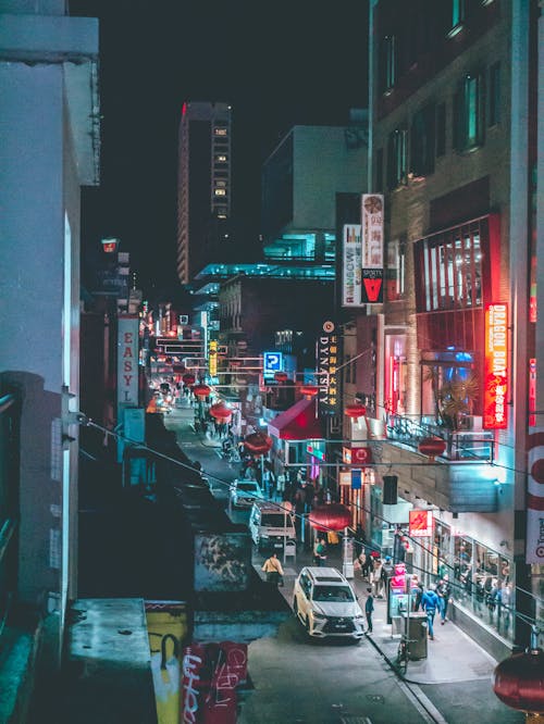 Free City Street During Night Time Stock Photo