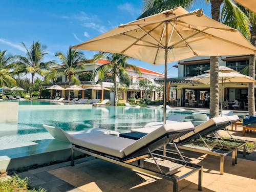  Patio Umbrellas Near Swimming Pool