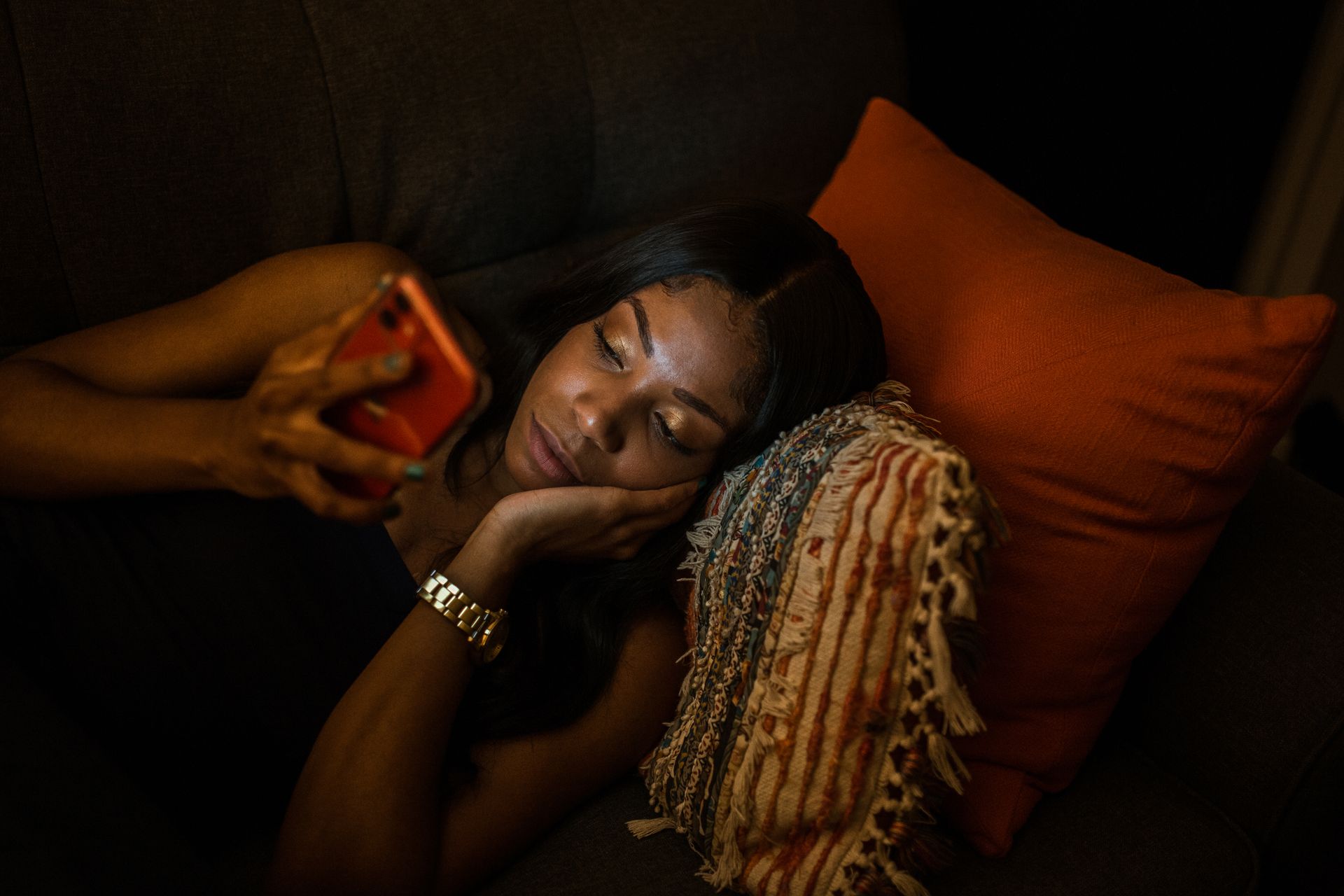 A Woman Using Her Smartphone
