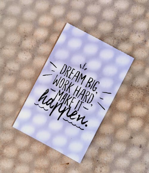 Close-up of Card with Motivational Phrase