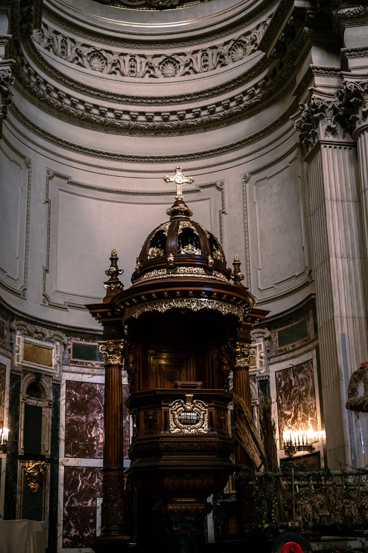 Baptismal Font in Baroque Cathedral