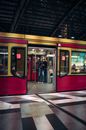 Subway Train with Open Doors at Station