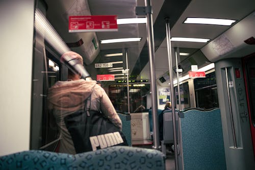 Person with Bag in Train