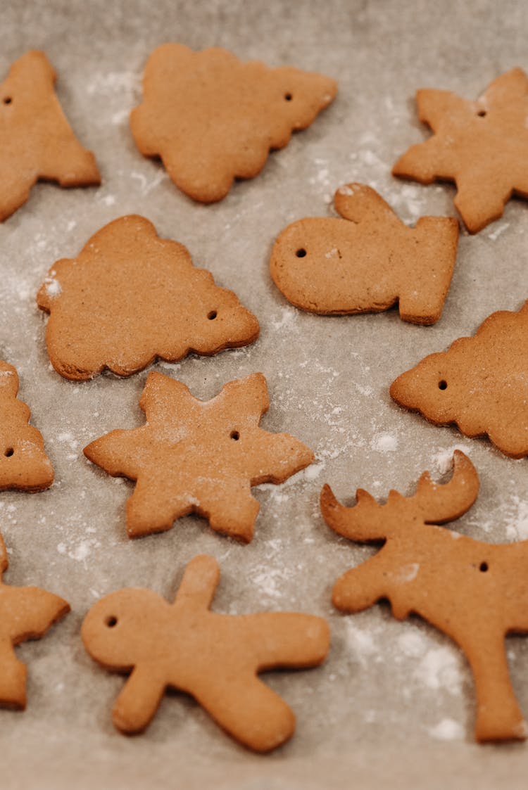 Brown Christmas Cookies On Table