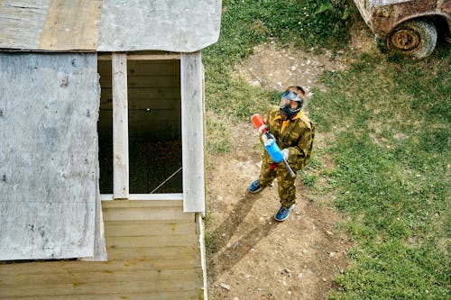 Základová fotografie zdarma na téma dřevěný dům, maska, osoba