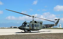 A Green Helicopter on the Ground