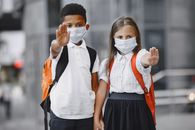 Two Children Wearing Face Masks