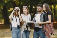 Friends with Map in Forest Together
