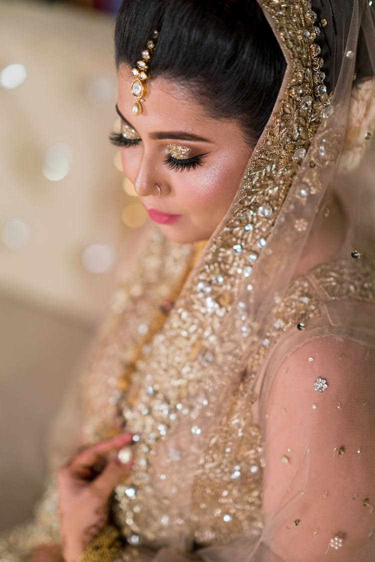 Woman In Gold Bridal Dress