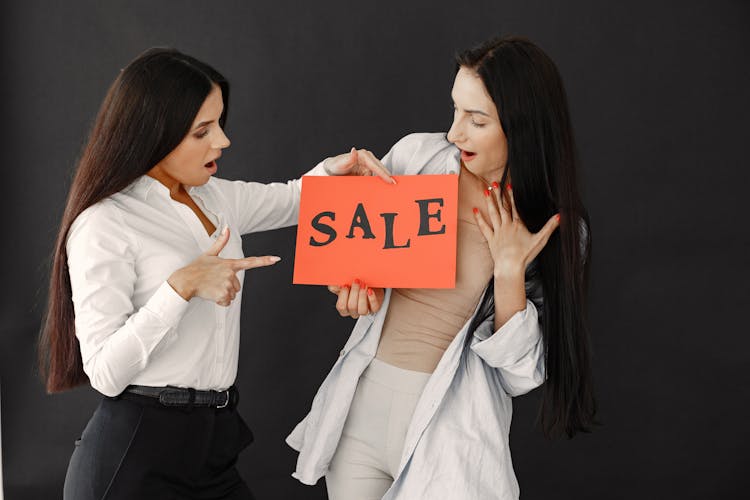 Women With Sales Text