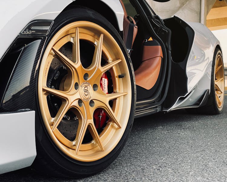 Gold Alloys On Car Wheels