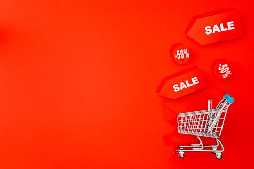 Mini Shopping Cart With Red background