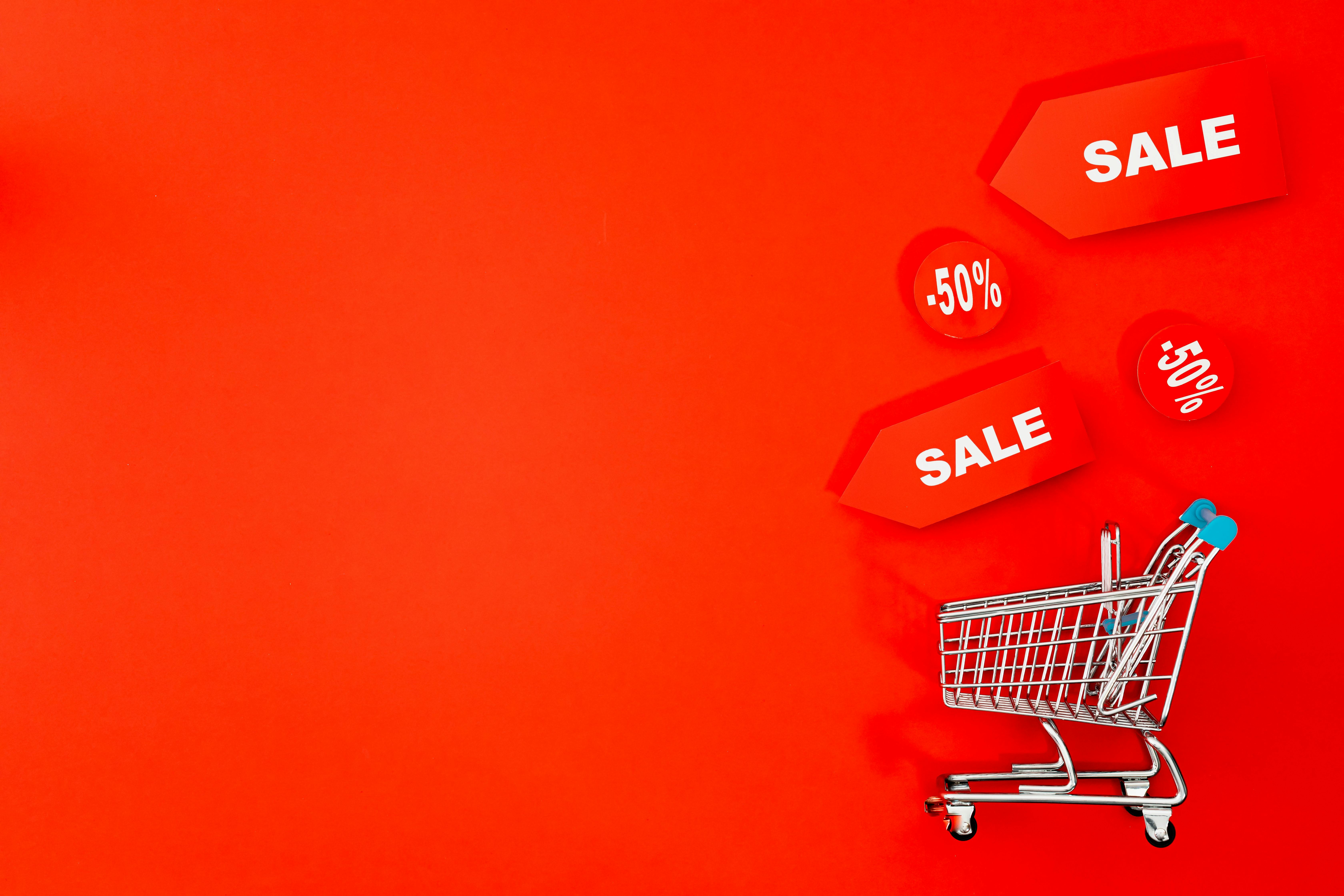 Mini Shopping Cart With Red background · Free Stock Photo