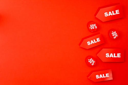 Sale and 50% Text on Red Background