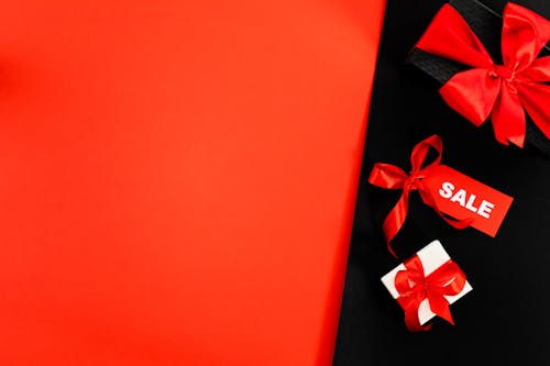 A Sale Tag on Red Background