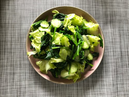 Free Green Vegetables in Ceramic Bowl Stock Photo