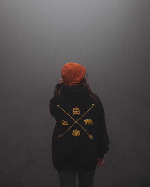 Back View of a Person in a Hoodie and a Beanie