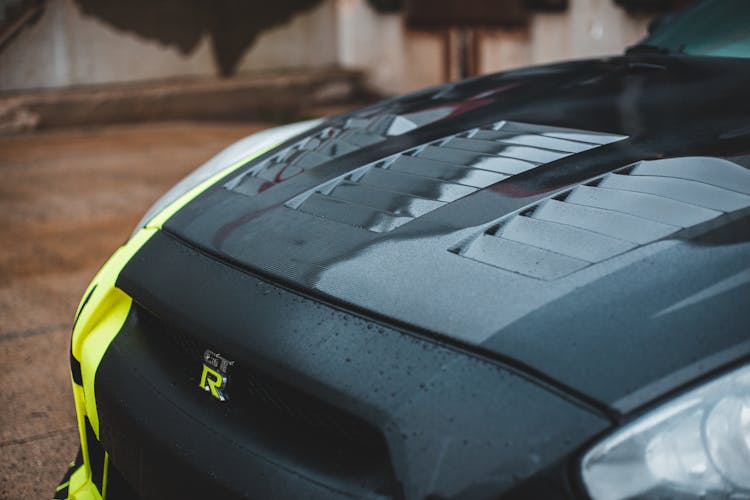 Nameplate And Hood Of Modern Sport Car