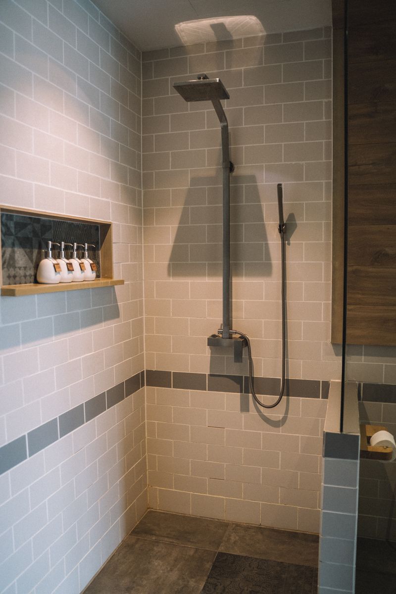 Elegant bathroom interior with a sleek tile shower design