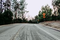 Photo of a Hump Sign Near a Road