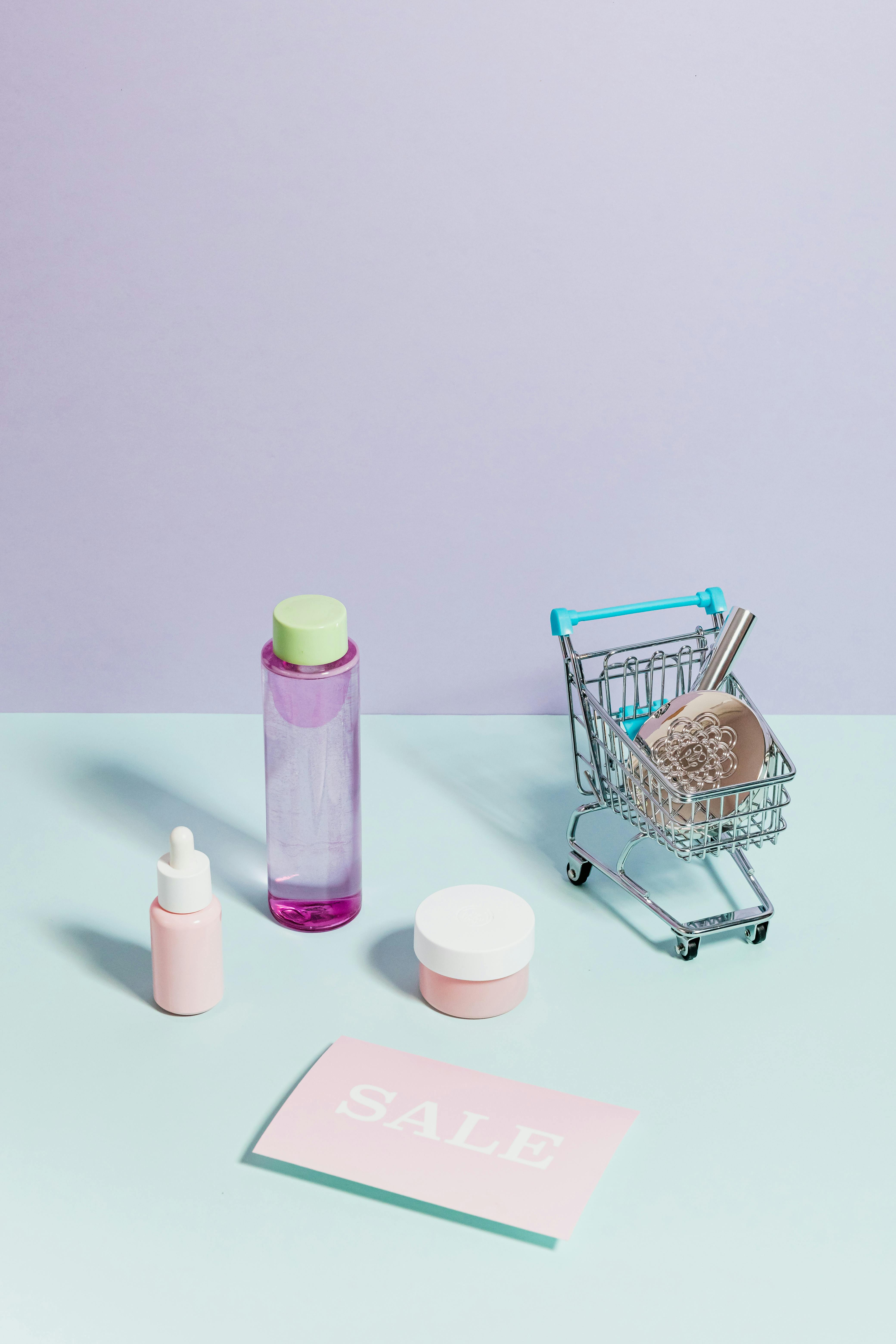 Shopping Cart Beside Cosmetic Products \u00b7 Free Stock Photo