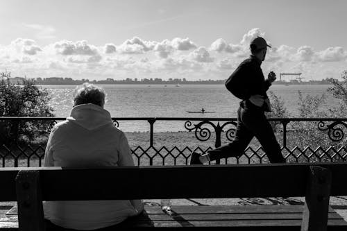 Free stock photo of bench, boat, bw