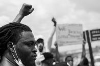 Close-up of Man on Street Protest