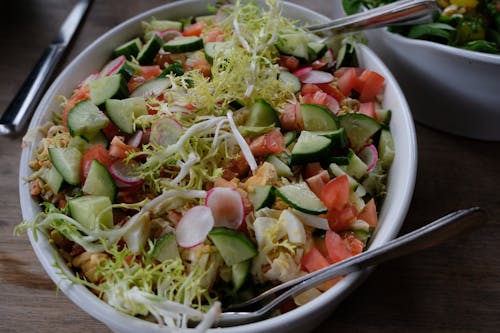 Close-Up Shot of a Bowl of Vegetable Salad