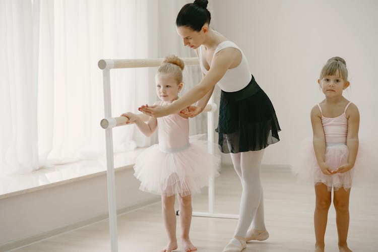 Little Girls On A Ballet Class 