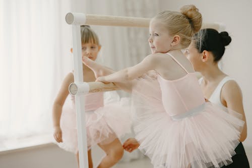 Little Girls Dancing on a Ballet Class