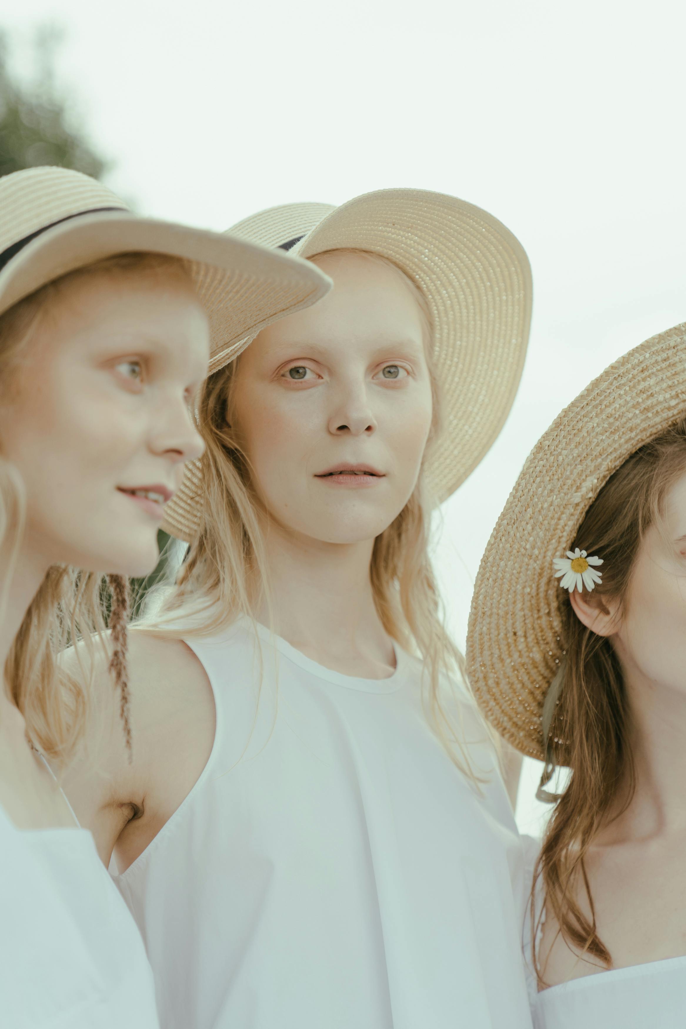 women wearing brown sun hat