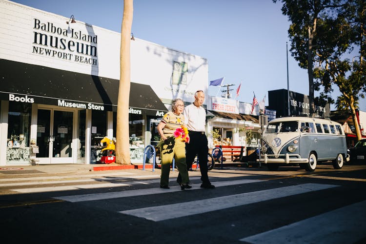 Elderly People Crossing The Street