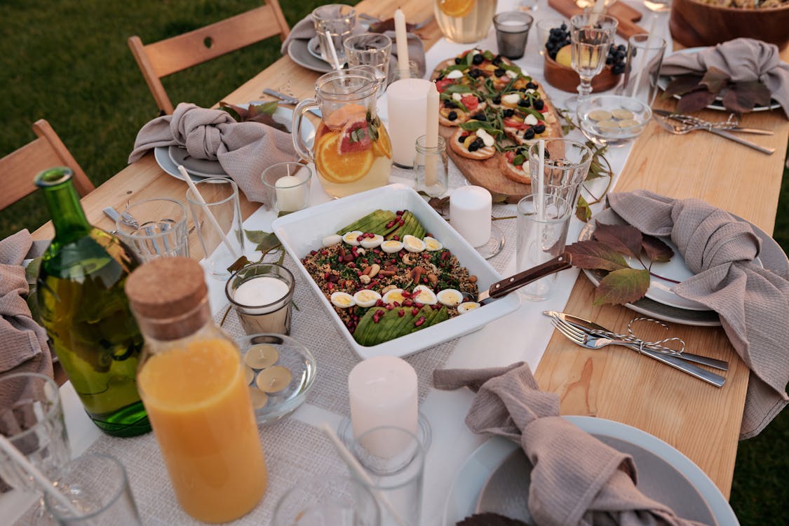 Free A Table Setting With Food Stock Photo