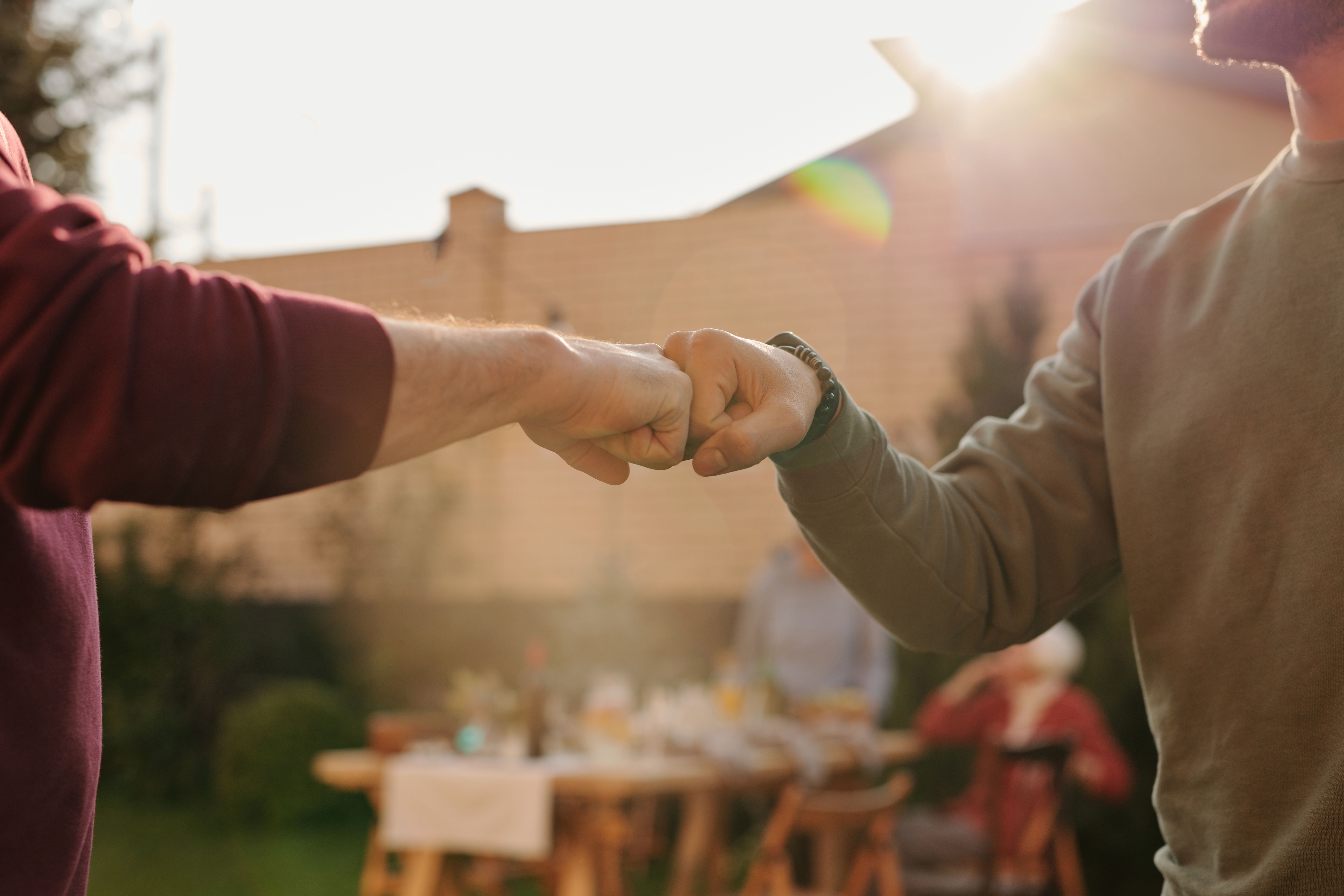 Group of friends socializing together outdoors