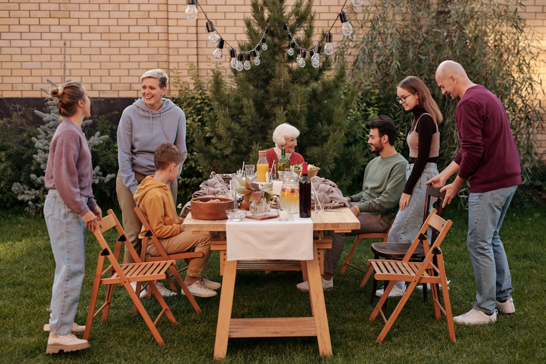 Familie Die Picknick Op Terras Heeft