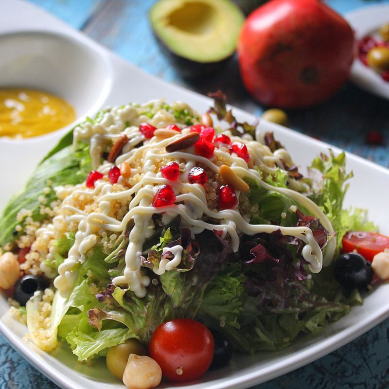 Brown Rice Salad with Vegetables and Honey Mustard Dressing