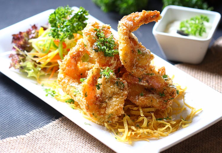 Fried Shrimp On Plate