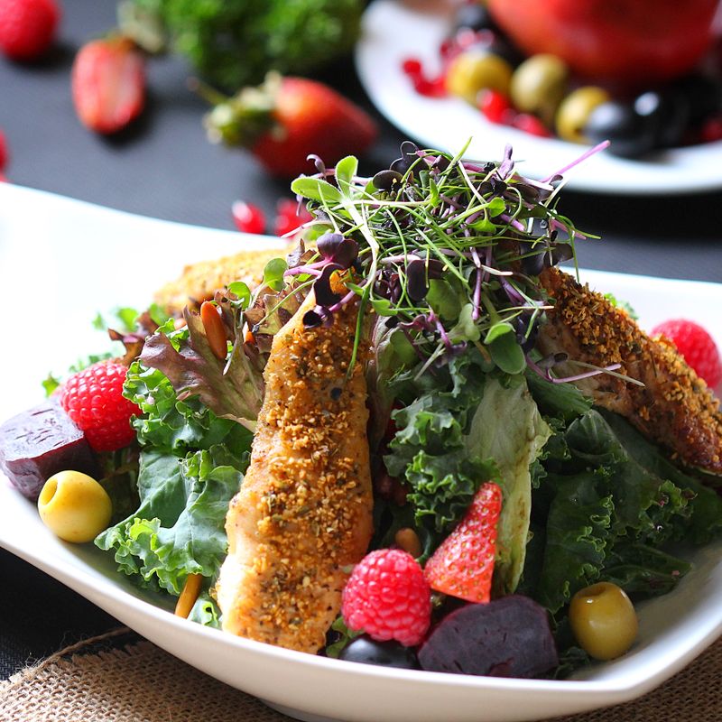 Cretan Chicken Salad with Dakos and Olive Spread
