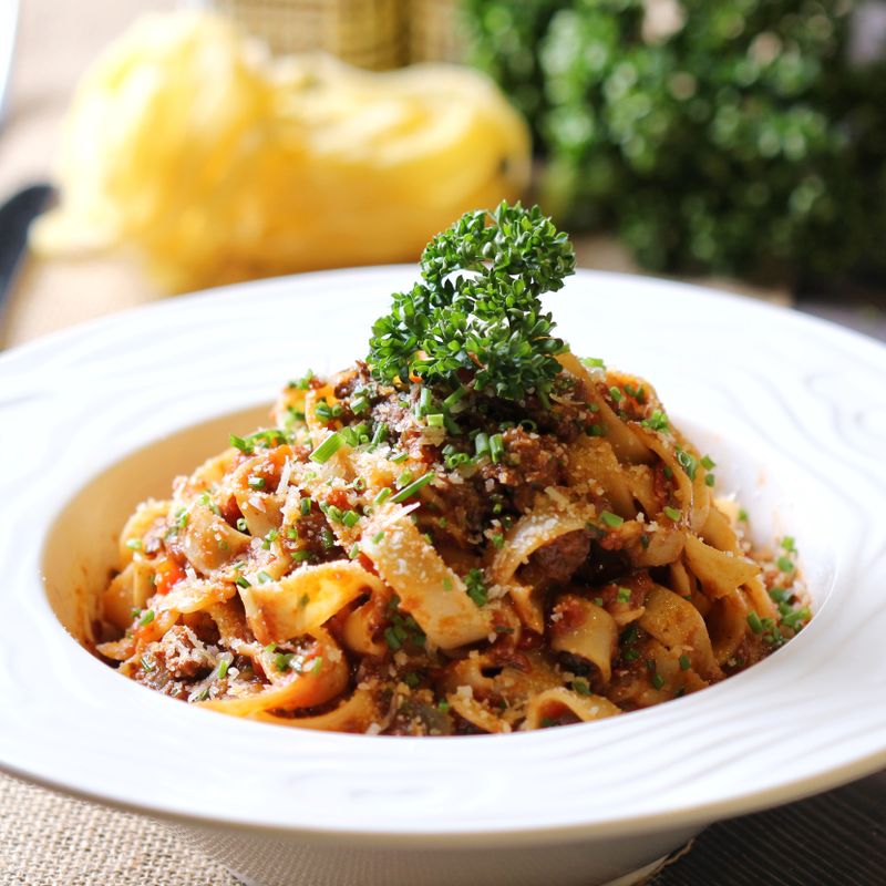 Italian Bolognese Tagliatelle in Broth