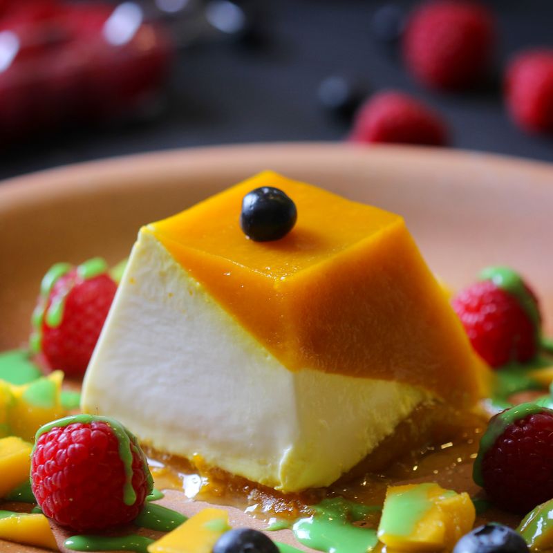 Cardamom Chai Panna Cotta with Pistachio Granita