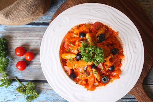 Close-Up Shot of Food on a White Plate