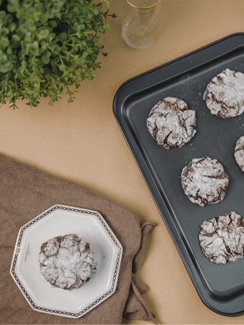 Free Brown Cookies on Black Plastic Tray Stock Photo