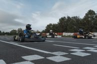 Go Kart Racers on the Starting Line of the Racing Track