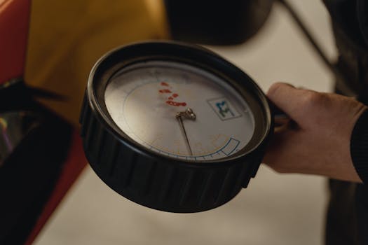 使用专业胎压计测量轮胎气压