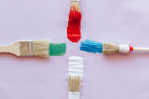 Paint Brushes with Colored Paints