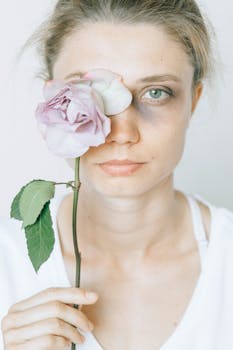 Close-up Photo of Woman holding a Flower 